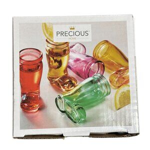 NEW Lot of Six Multicolor Cowboy Boot Shot Glasses